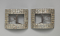 Shoe buckles, metal, paste, British